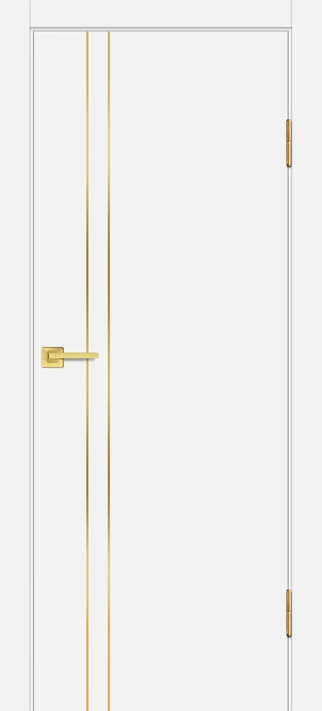 Фото Межкомнатная дверь P-20 AL золотой молдинг Белый матовый