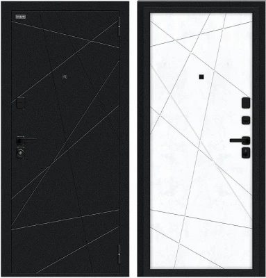 Дверь Браво Граффити-5/SBlack Букле черное/Snow Art